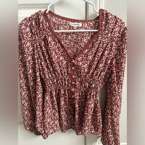 Max Studio Size S V Neck Floral Print Blouse